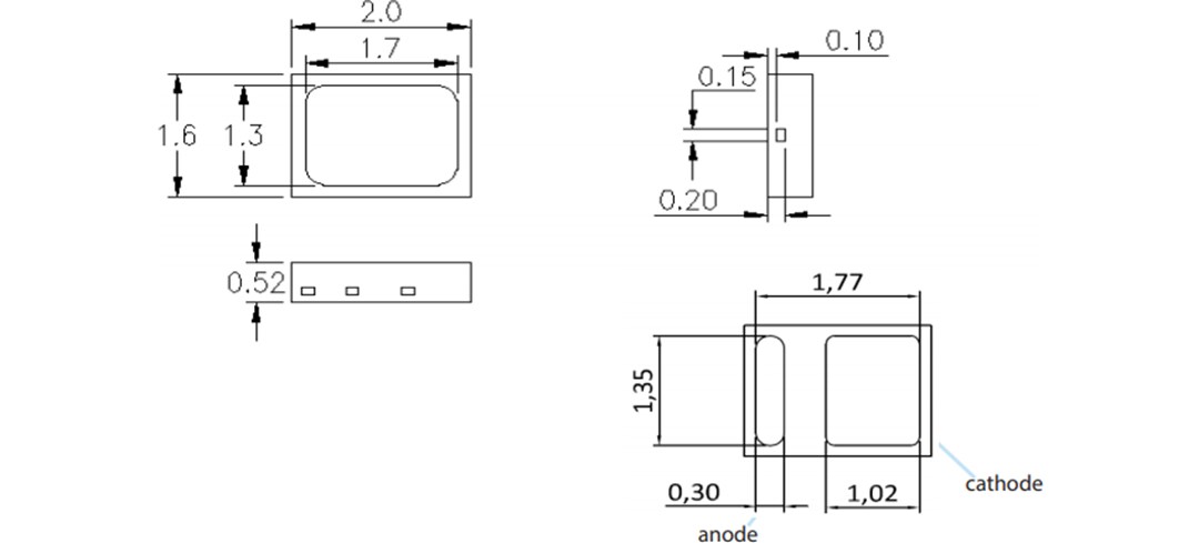 Mechanical Drawing - Luminus Devices XNOVA Mid-Power White LEDs