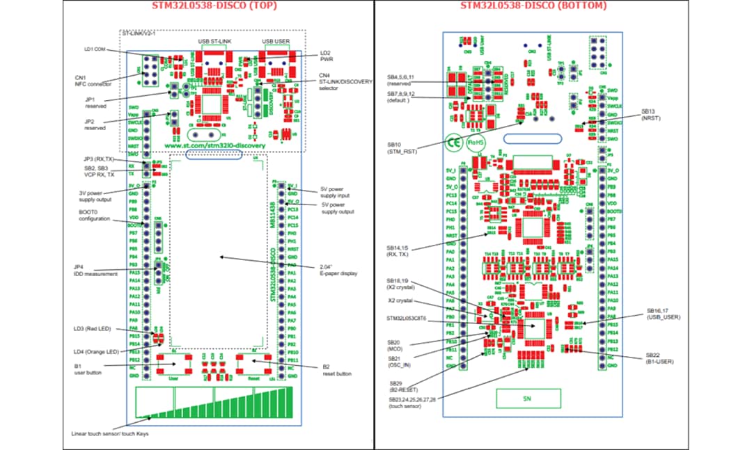 Mechanical Drawing - STMicroelectronics STM32L0538-DISCO Discovery Kit