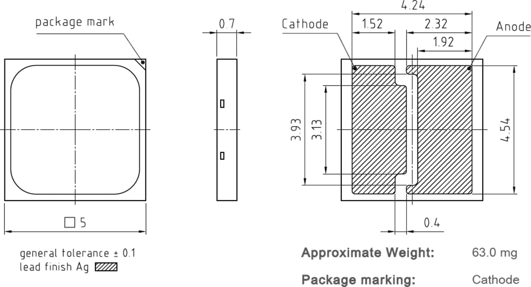 Mechanical Drawing - ams OSRAM DURIS® S 8 (5050) LEDs