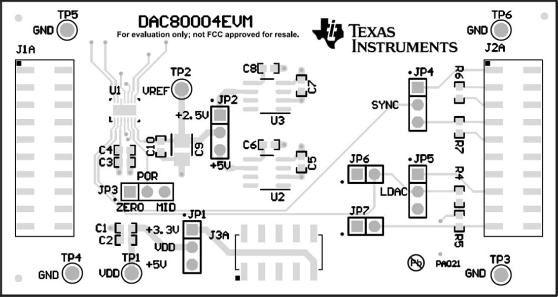 Mechanical Drawing - Texas Instruments DAC80004EVM DAC Evaluation Module (EVM)