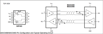 Application Circuit Diagram - Analog Devices / Maxim Integrated MAX348x & MAX349x RS-485/RS-422 Transceivers