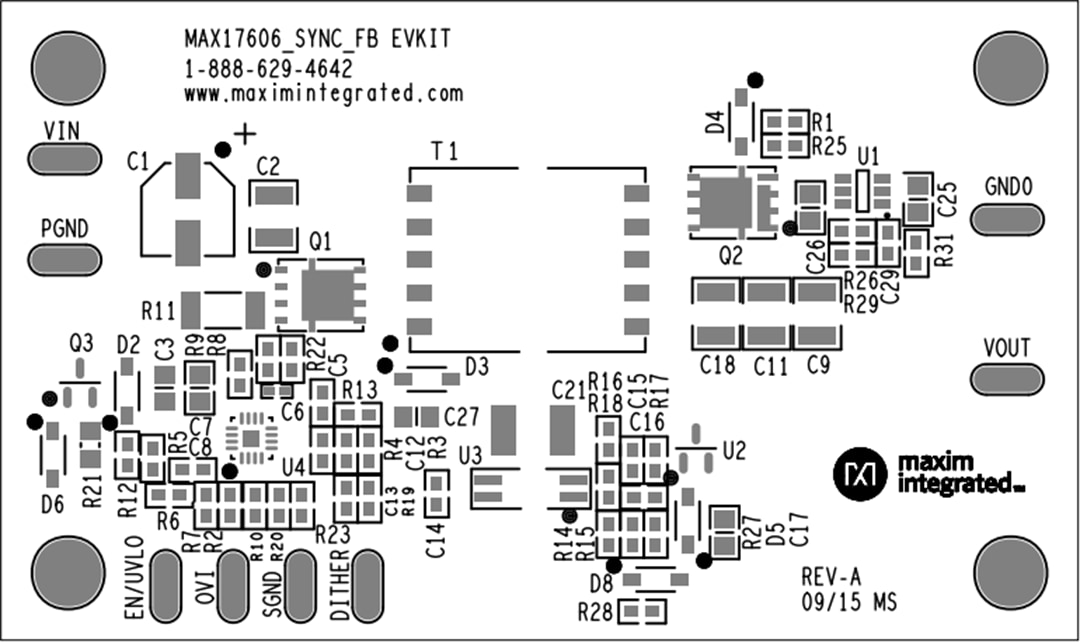 Mechanical Drawing - Analog Devices / Maxim Integrated MAX17606SFBEVKIT Evaluation Kit