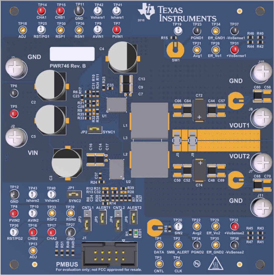 Mechanical Drawing - Texas Instruments TPS546C20AEVM2-746 Converter Evaluation Module