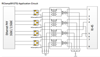 Application Circuit Diagram - Semtech RailClamp® ESD Protection Solution for GigE