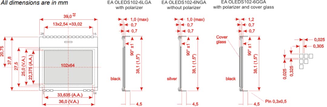 DISPLAY VISIONS OLEDS102-6 OLED Display Modules