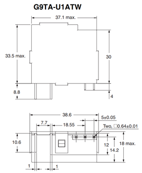 Mechanical Drawing - Omron Electronics G9TA AC Power Latching Relays