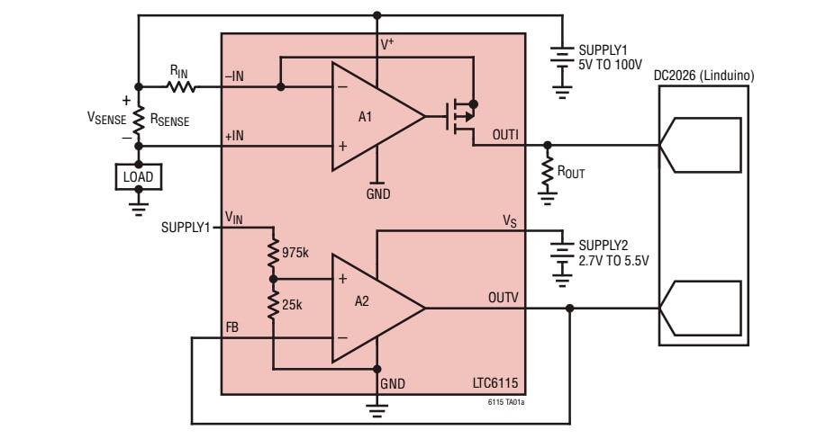 Application Circuit Diagram - Analog Devices Inc. LTC6115 High Side Current & Voltage Sense