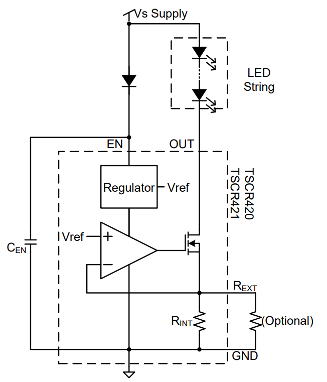 Application Circuit Diagram - Taiwan Semiconductor TSCR420 & TSCR421 Constant Current Regulators
