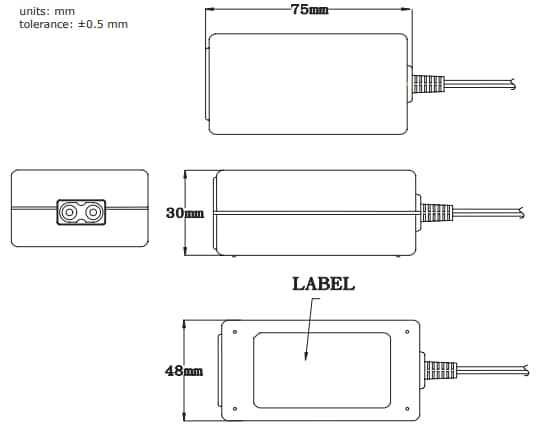 Mechanical Drawing - CUI Inc SDI12-UD AC-DC Power Supplies