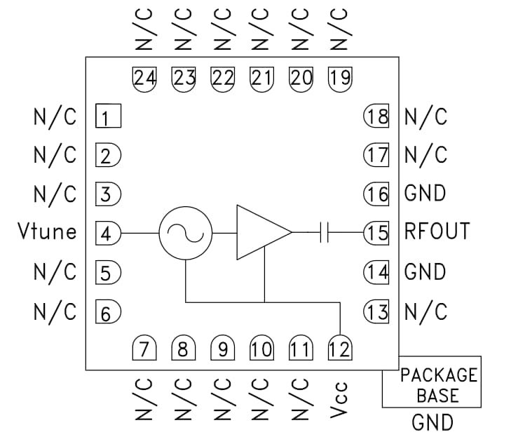 Block Diagram - Analog Devices Inc. HMC586LC4B Wideband Voltage Controlled Oscillators