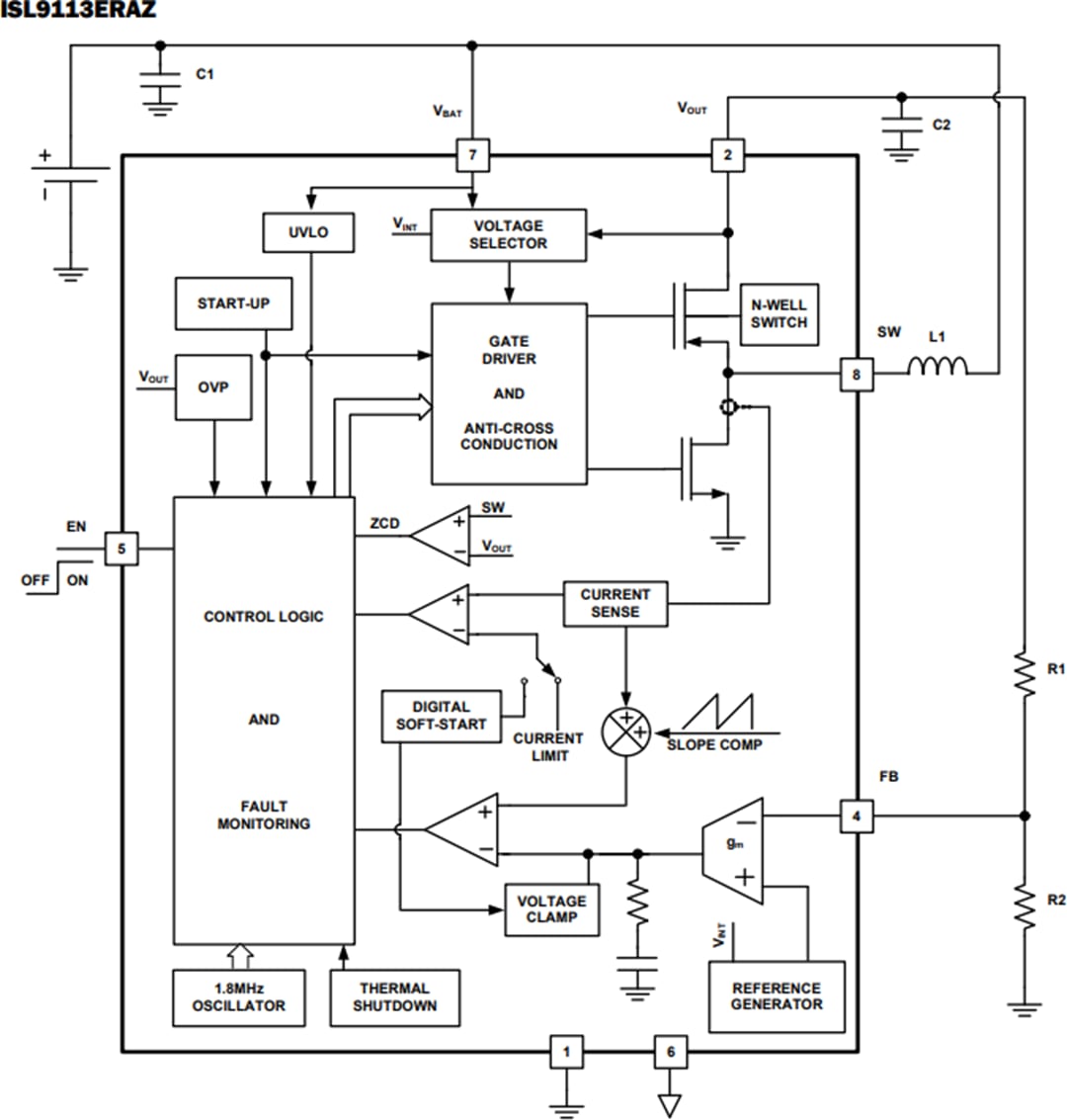 Block Diagram - Renesas Electronics ISL9113 Synchronous Boost Converter