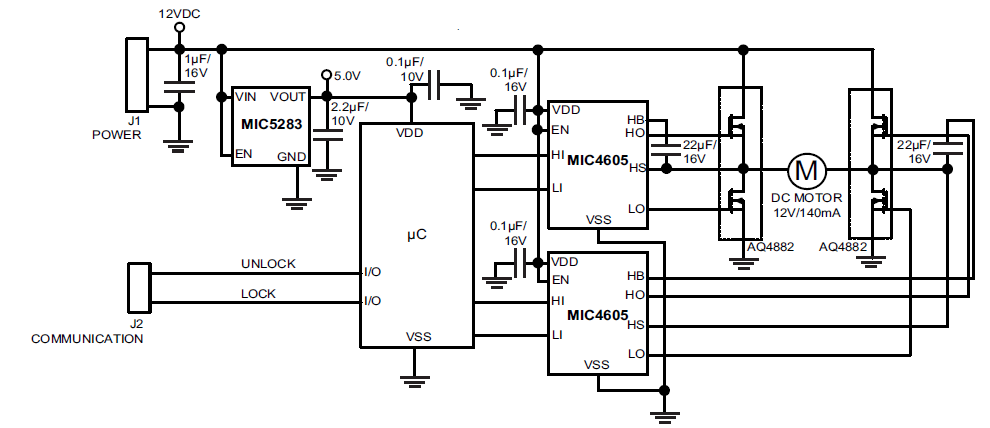 Application Circuit Diagram - Microchip Technology MIC4605 Gate Drivers