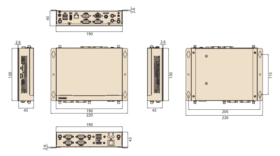 Mechanical Drawing - Advantech EPC-R4680 Box Computer