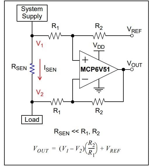 Application Circuit Diagram - Microchip Technology MCP6V5x Zero-Drift Op Amps