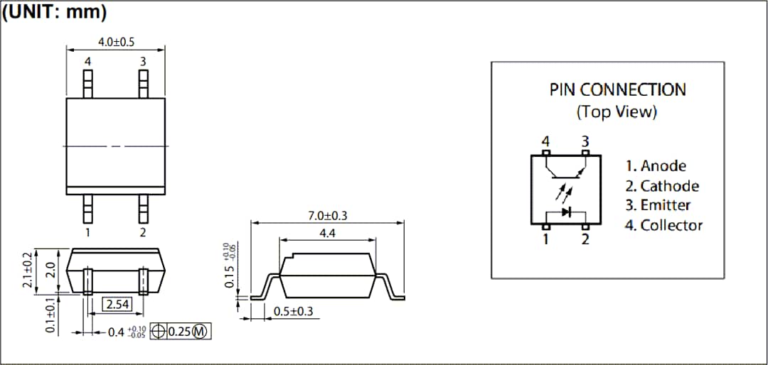 Mechanical Drawing - Renesas Electronics PS2711-1 Photocouplers
