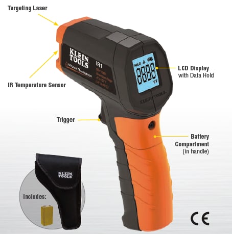 Chart - Klein Tools IR1 10:1 Infrared Thermometer with Laser