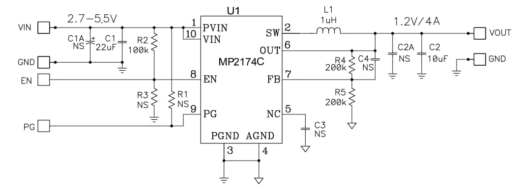 Schematic - Monolithic Power Systems (MPS) EV2174C-G-00A Evaluation Board