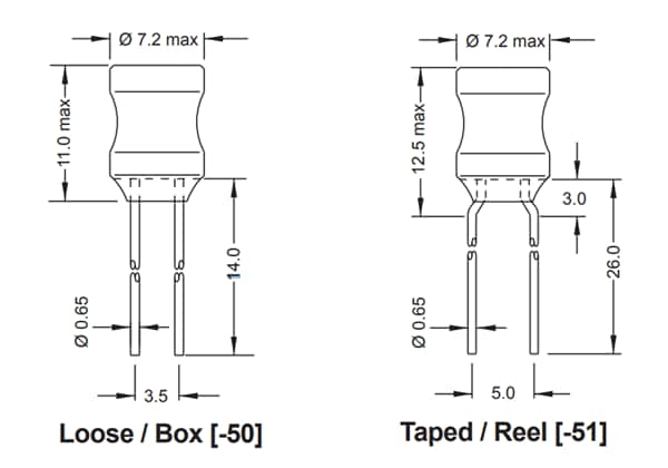 Mechanical Drawing - Fastron 07P Plugable Inductors