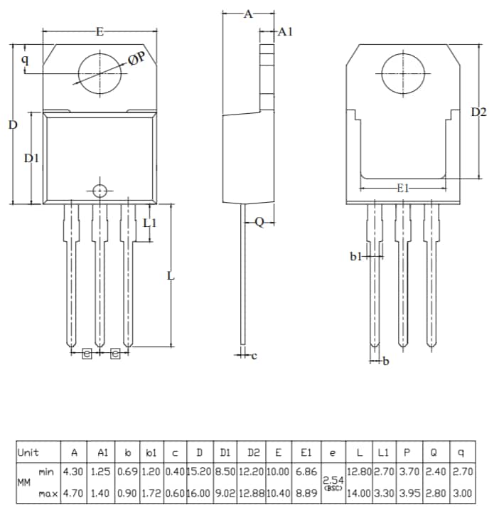 Mechanical Drawing - WeEn Semiconductors TYN30Y-800T Silicon Controlled Rectifier
