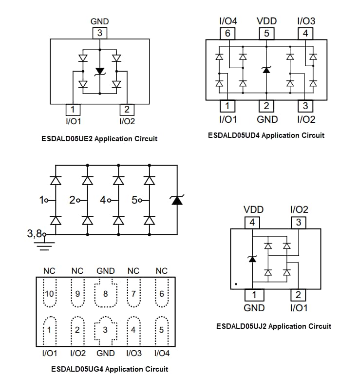 Application Circuit Diagram - WeEn Semiconductors ESDALD05 ESD Protection Diode Arrays