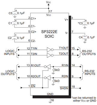 Application Circuit Diagram - MaxLinear SP3222E & SP3232E RS-232 Transceivers