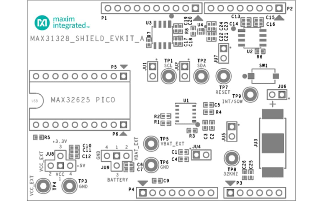 Mechanical Drawing - Analog Devices / Maxim Integrated MAX31328 Shield