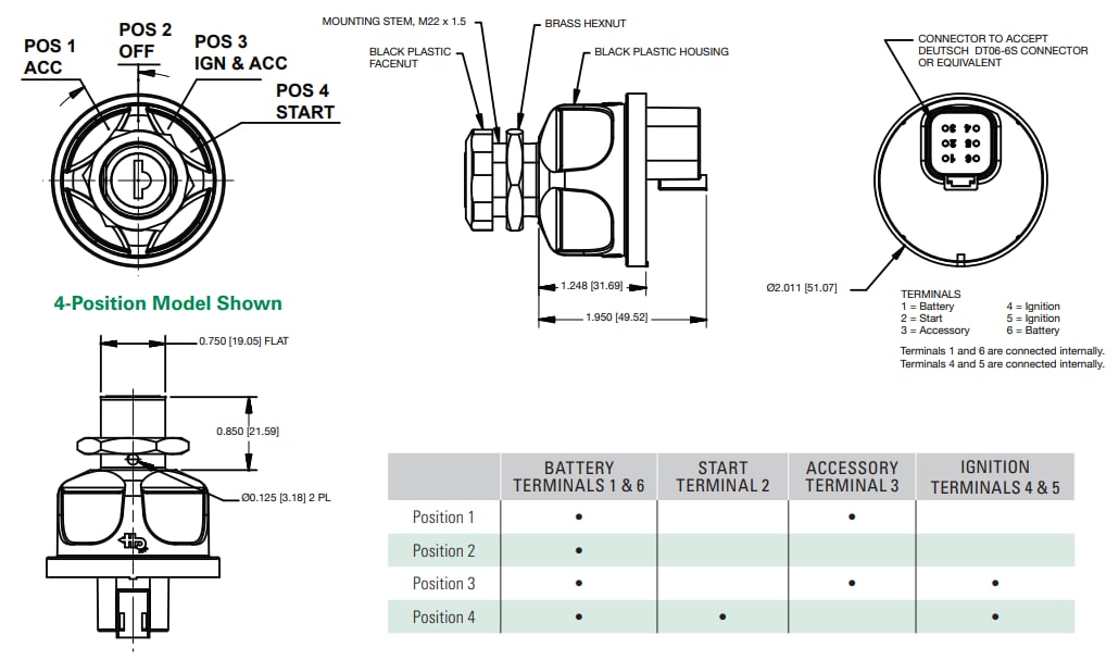 Cole Hersee 95060 Series Keylock Control Switches