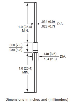Mechanical Drawing - Rectron RL20x Junction Plastic Rectifiers