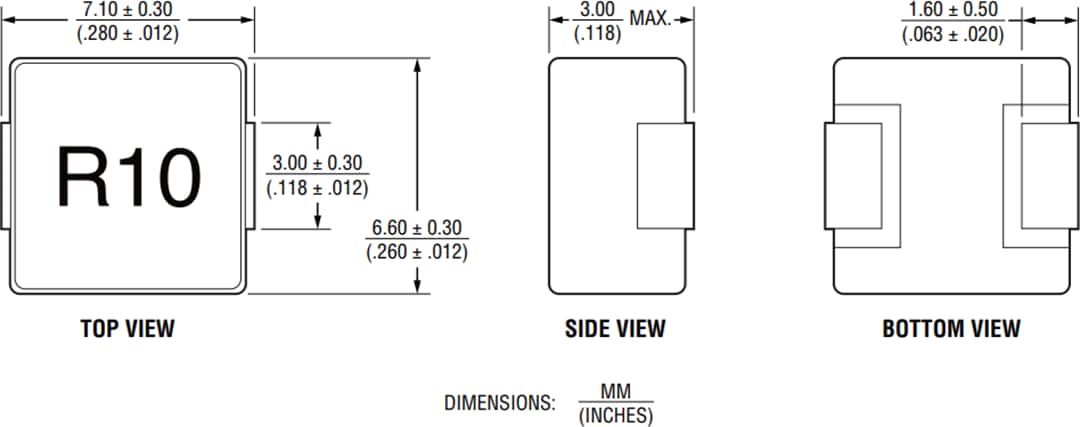 Mechanical Drawing - Bourns SRP6530A Shielded Power Inductors