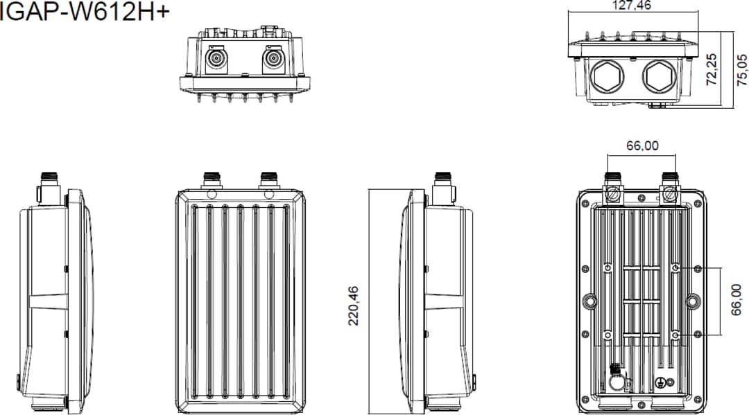 Mechanical Drawing - ORing IGAP-W612H+ IP-67 Wireless Access Point