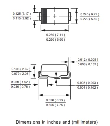 Mechanical Drawing - Rectron FM3x Schottky Barrier Rectifiers