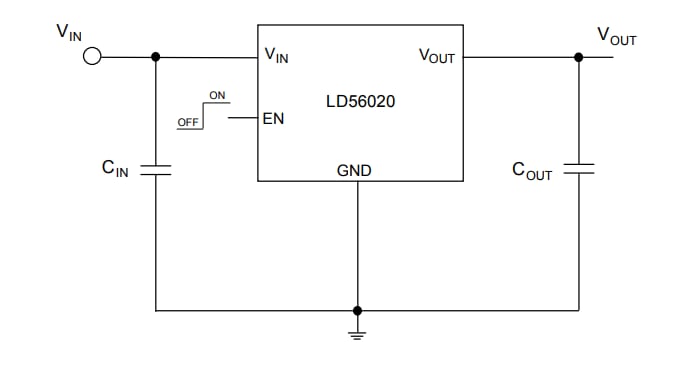 Application Circuit Diagram - STMicroelectronics LD56020 Ultra-Low Noise LDOs