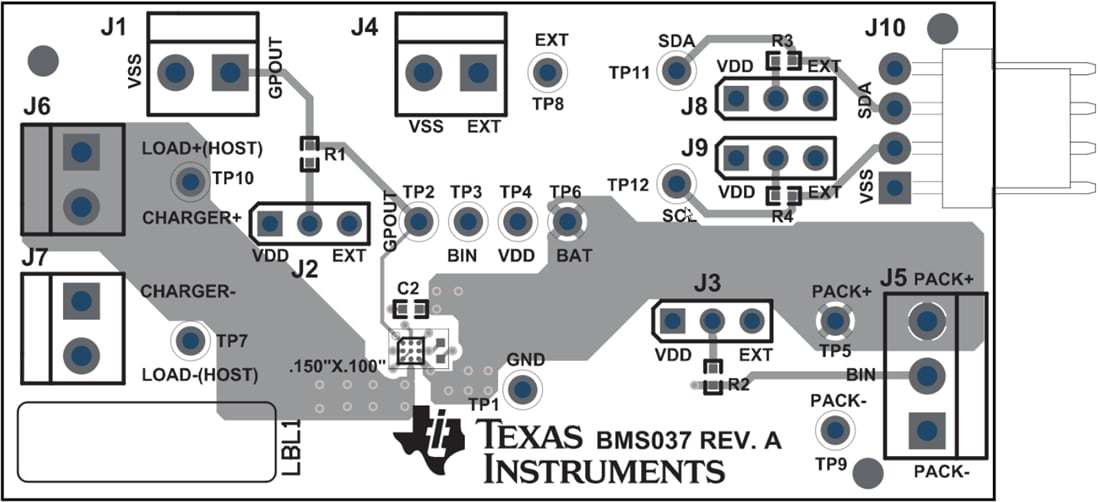 Mechanical Drawing - Texas Instruments bq27427EVM Evaluation Module (EVM)