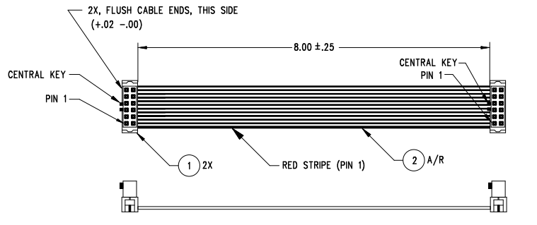 Mechanical Drawing - Analog Devices Inc. CA2978 Ribbon Cable
