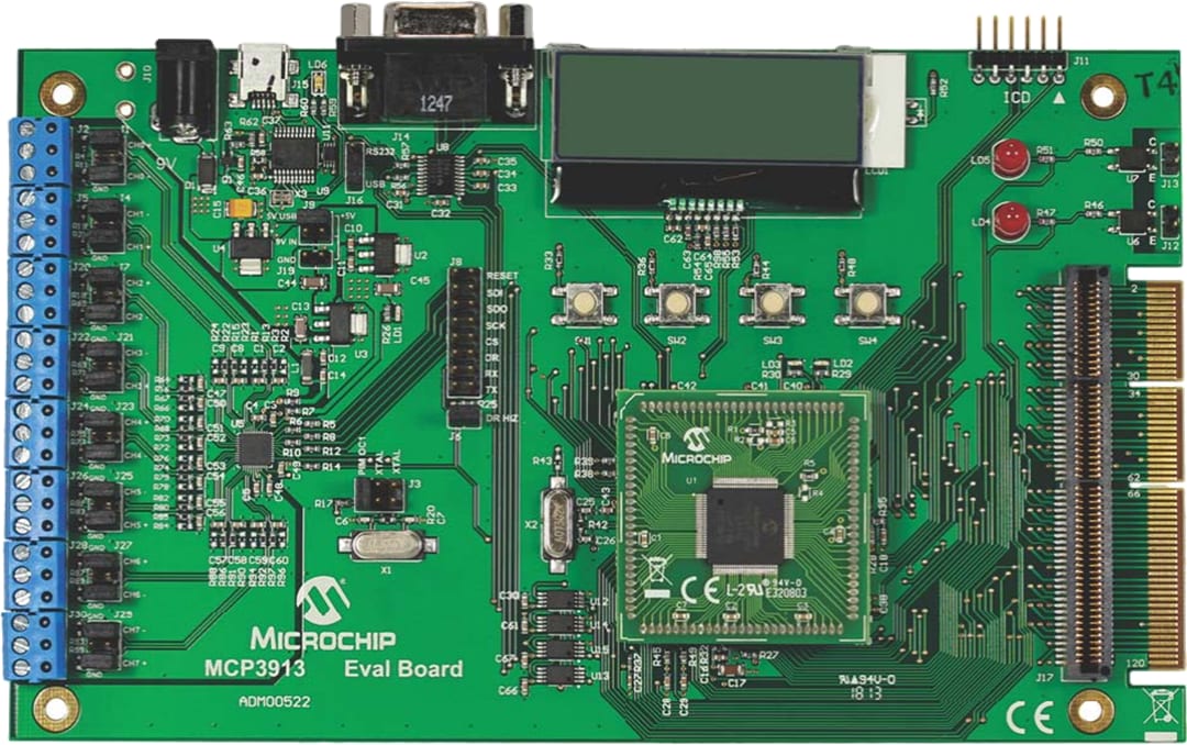 Microchip Technology MCP3913 Evaluation Board (ADM00522)