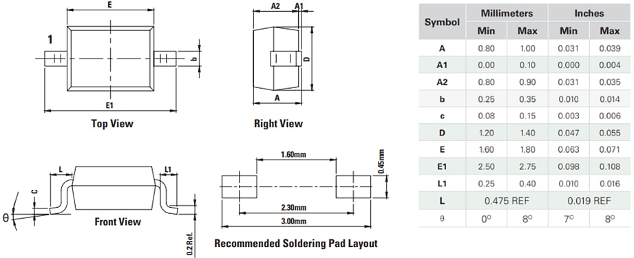 Littelfuse AQ1205-01FTG Bidirectional Discrete TVS Diode