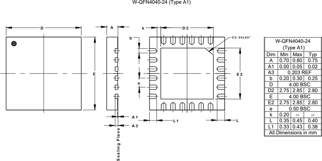 Mechanical Drawing - Diodes Incorporated AP33772 USB Type-C™  PD Sink Controller
