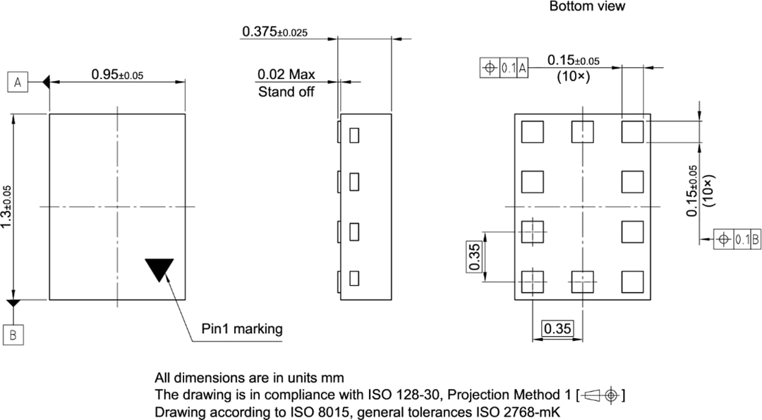 Mechanical Drawing - Infineon Technologies BGSA14M2N10 Ultra Small Antenna Tuning Switch
