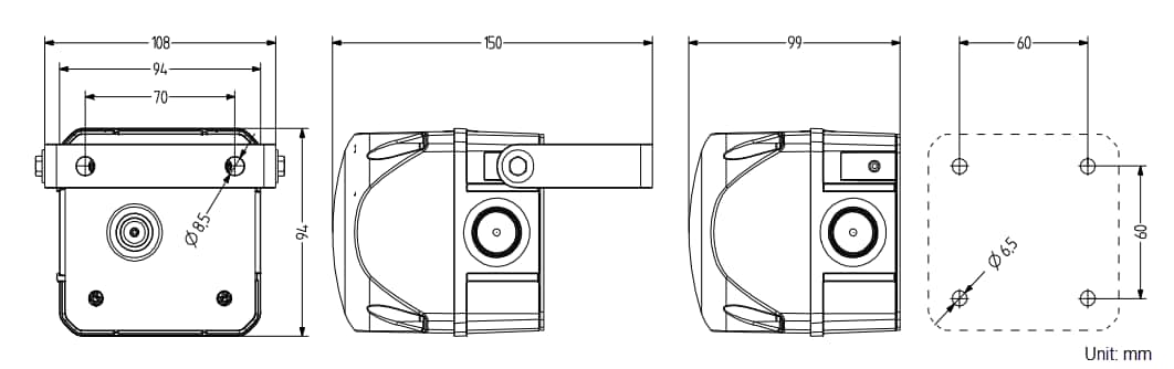 Mechanical Drawing - Auer Signal QDS LED Steady/Flashing Beacons