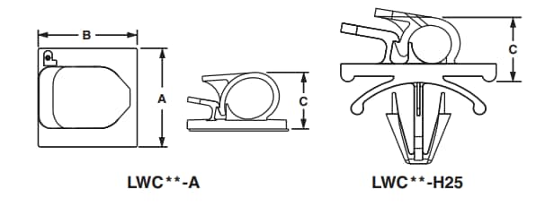 Chart - Panduit LWC Latching Wire Clips