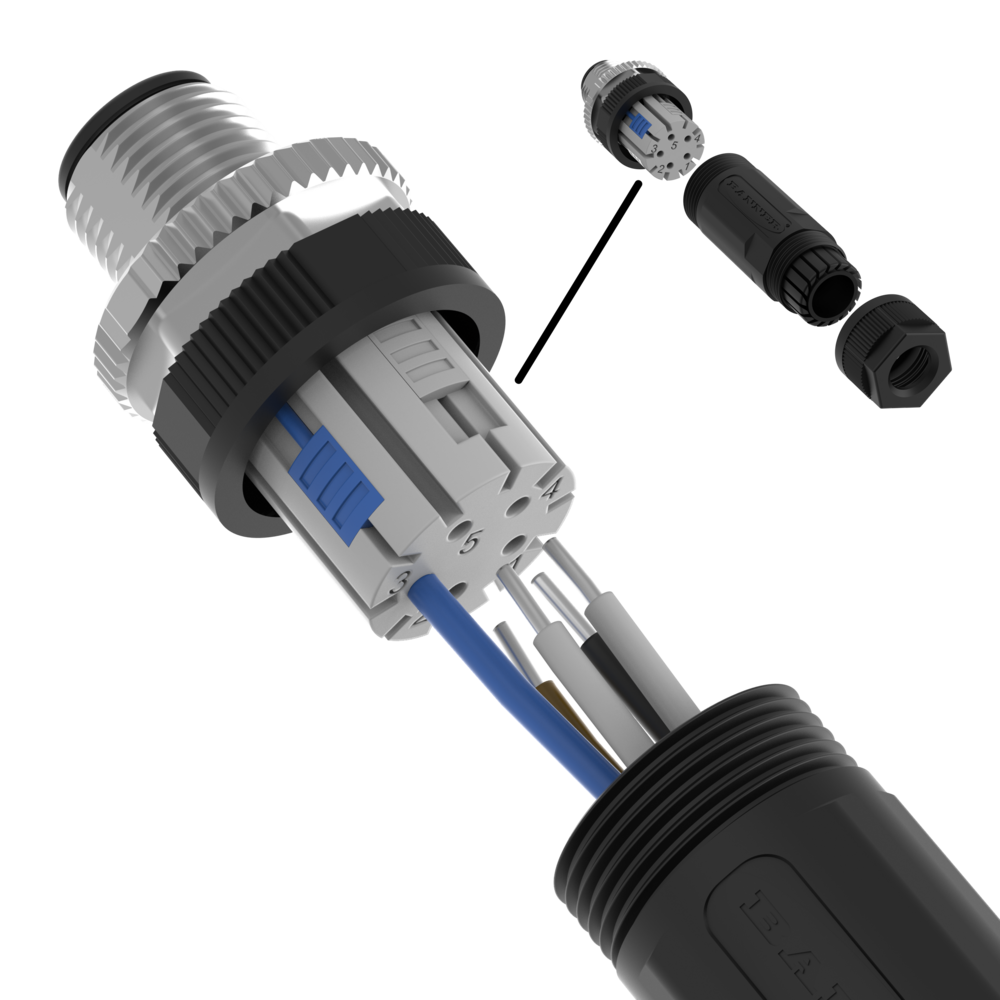 Mechanical Drawing - Banner Engineering BFW M8 & M12 Field Wireable Connectors