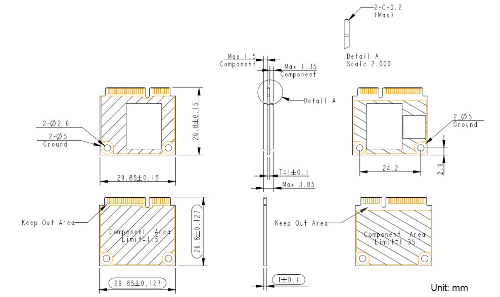 Mechanical Drawing - Apacer Technology Inc. SH250-300B Serial ATA Flash Drives