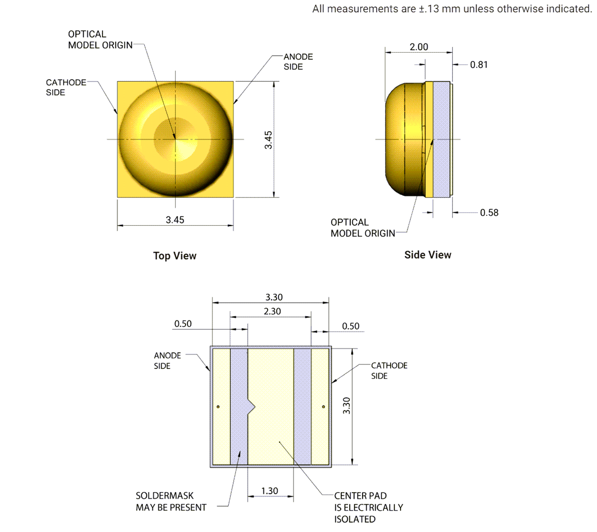 Mechanical Drawing - Cree LED XLamp® XP-E2 Horizon LEDs