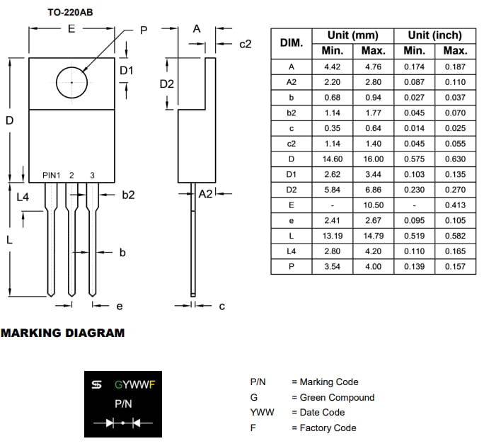 Mechanical Drawing - Taiwan Semiconductor TST Trench Schottky Rectifiers