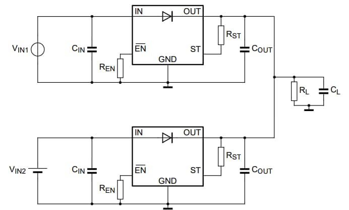 Application Circuit Diagram - Nexperia NID5100 Ideal Diodes