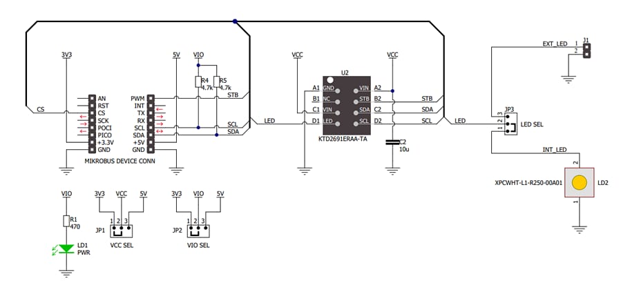 Schematic - Mikroe LED Flash 3 Click