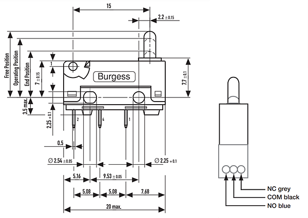 Chart - Saia-Burgess V4L Subminiature Switches