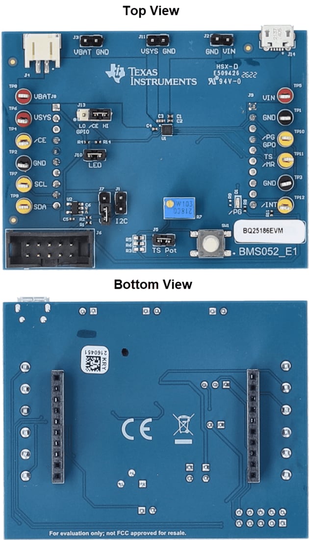 Mechanical Drawing - Texas Instruments BQ25186EVM Evaluation Module (EVM)