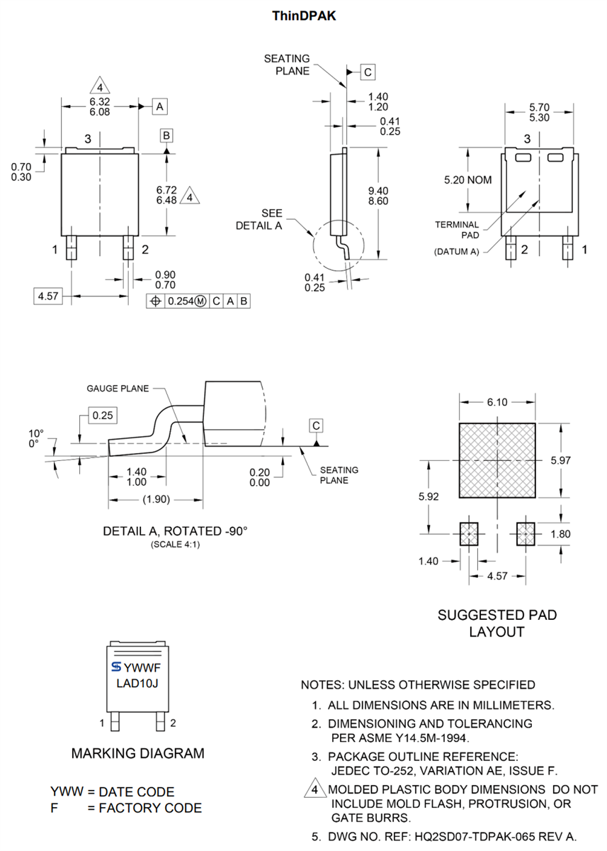 Mechanical Drawing - Taiwan Semiconductor PLAD10J & PLAD10JH Rectifiers