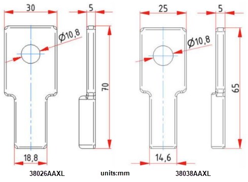 Mechanical Drawing - Amphenol Auxel Power Distribution Blocks & Connection Latches
